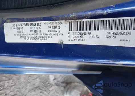 2014 Dodge Avenger Se из США, поврежденный, VIN 1C3CDZAB1EN224494